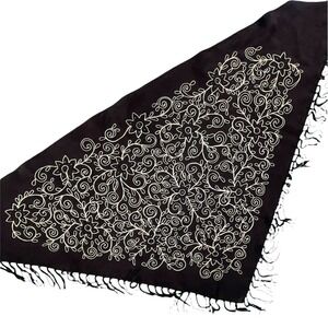 Cejon Accessories Beaded Scarf Floral Embroidered‎ Fringe Triangle Brown India